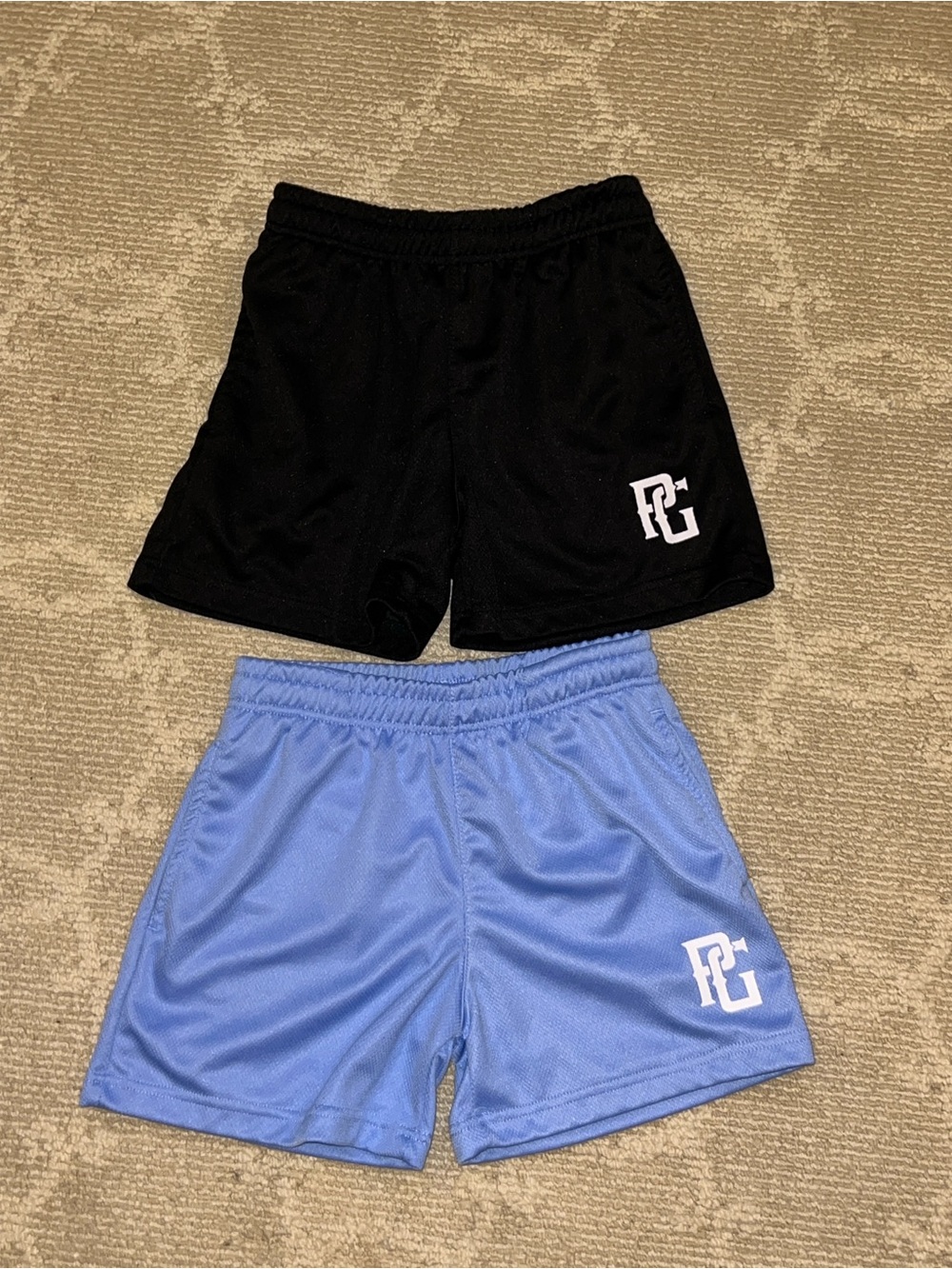 PG Kids' Athletic Shorts — Black & Light Blue